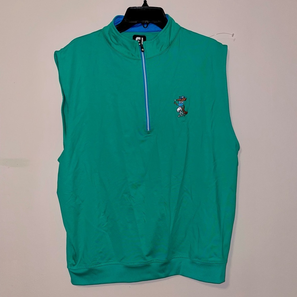 FootJoy Green Sleeveless Quarter Zip Pullover Embroidered Golfing Fox Size Large